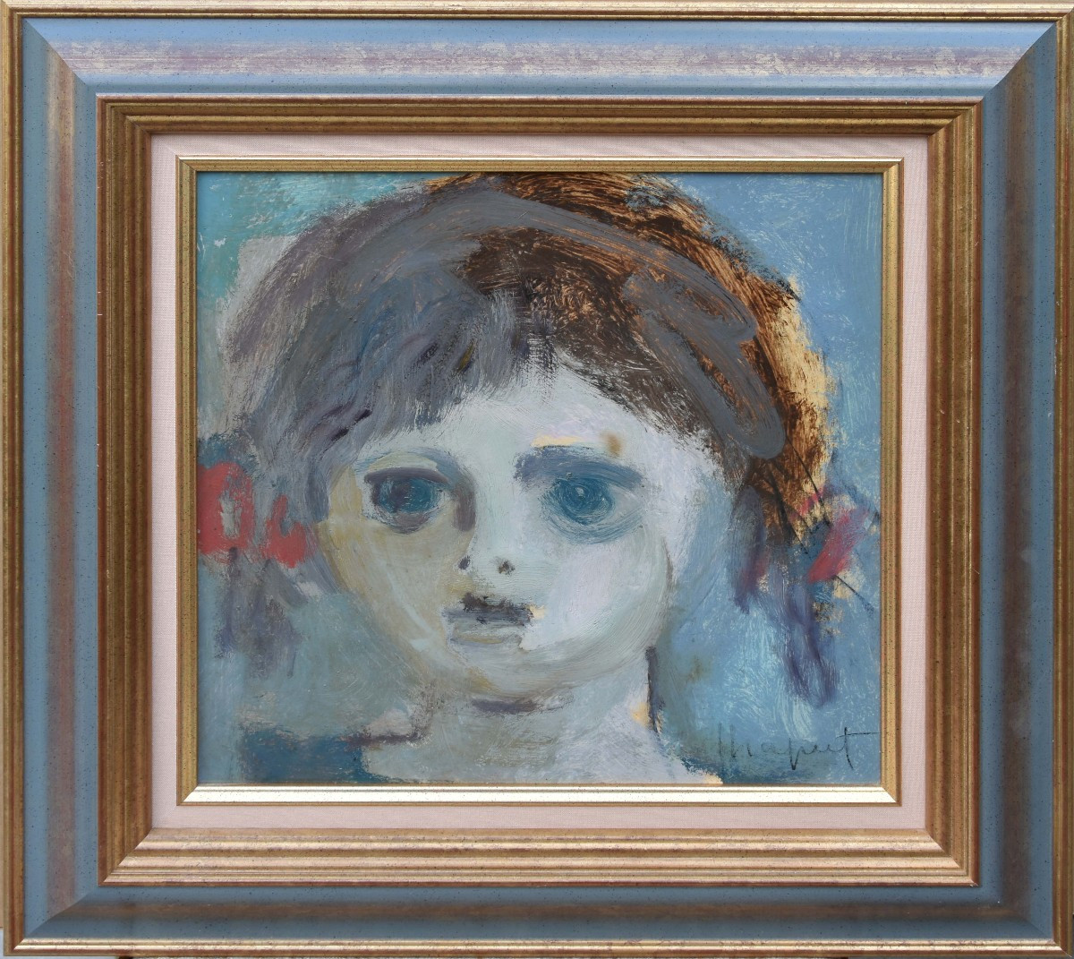 Jean-pierre Chaput "portrait Of A Child" Oil On Cardboard 30x30